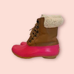 Sperrys Women's Duck Boots Size 9 Saltwater Hot Pink 100% Wool Waterproof